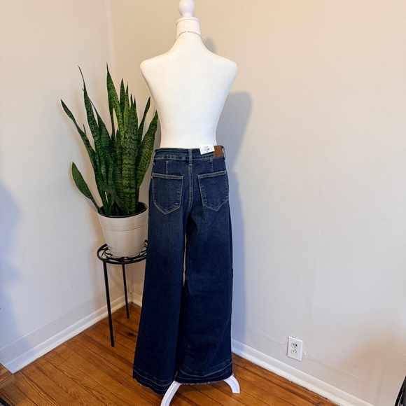 Judy Blue | High Rise Palazzo Wide Leg Jeans, Dark Indigo - Picture 3 of 11